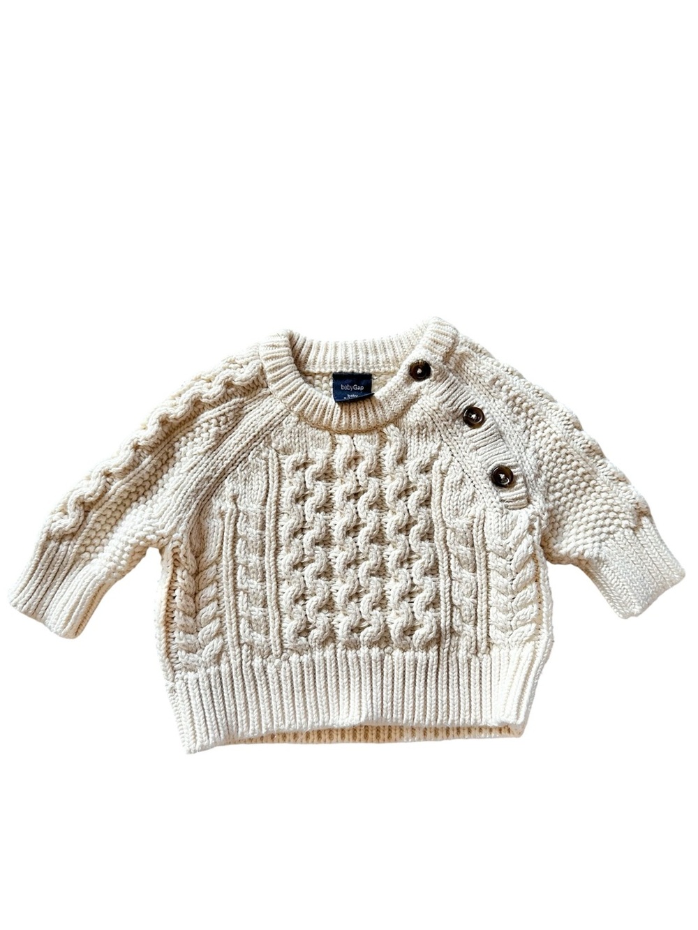 Baby Gap infant cable knit sweater in beige size 0-3 months cotton